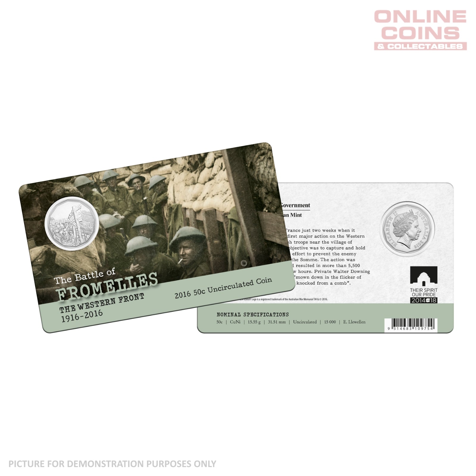 2016 50c Uncirculated Carded Coin - The Battle of Fromelles